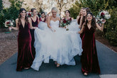 Affordable Winter Burgundy Velvet Bridesmaid Dresses UK V Neck Sleeveless MyChicDress
